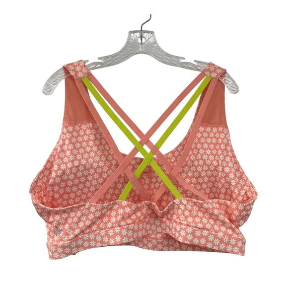 Fabletics Sports Bra Womens 3X Pink Daisy Floral Crisscross Back Workout Top - Picture 2 of 11